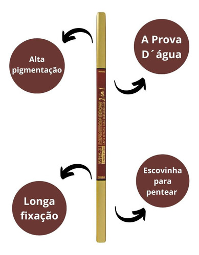 Lápis Para Sobrancelha Pink 21 Definition Brow 2 In 1 Marrom