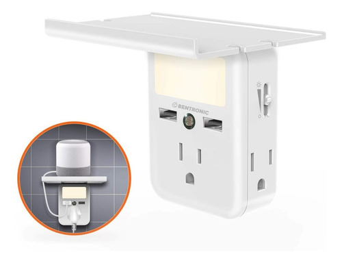 Extensor De Salida Usb De Pared Con Luz Nocturna Led