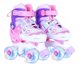 Patines De 4 Ruedas Ajustable Niño Niña Con Kit Protecciones