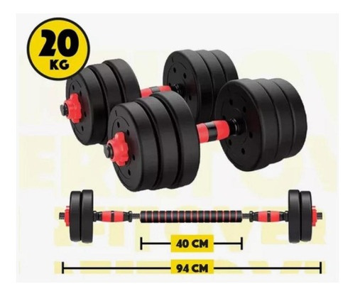 Kit De Mancuernas 20 Kg Con Barra Y Pesas