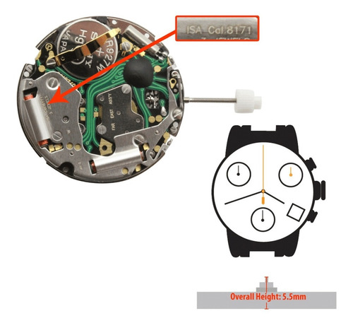 Máquina Movimiento Reloj Isa 8171 8172 Fecha A Las 4 Nueva