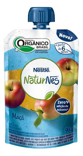 Purê de Frutas Orgânico Maçã Naturnes Squeeze 99g