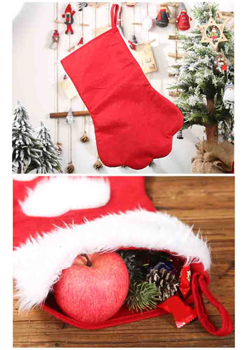 Calcetín Navideño Rojo Para Mascotas Con Pelo Largo