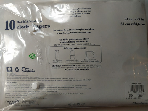 Imagen 2 de 2 de Pañales De Tela Gerber Originales