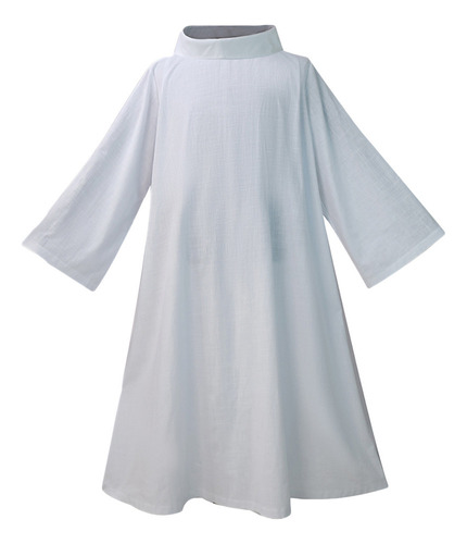 Vestido Tipo Bata De Sacerdote De Manga Larga Con Cuello [u]