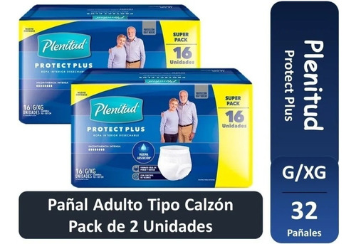 Pañal Adulto Calzón Plenitud Protect Plus  Pack De 2 G/xg