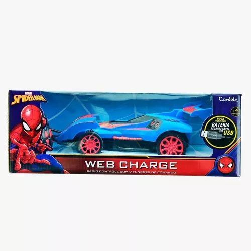 Carrinho de Controle Remoto - Marvel - Homem Aranha - Venotech - 3 Funções  - Candide