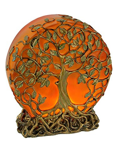 Lámpara De Mesa Pequeña Enchufable Sunset Orange Tree Of Lif