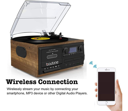 Bottone Bt-32w, Tocadiscos Bluetooth Platillo De Discos, De