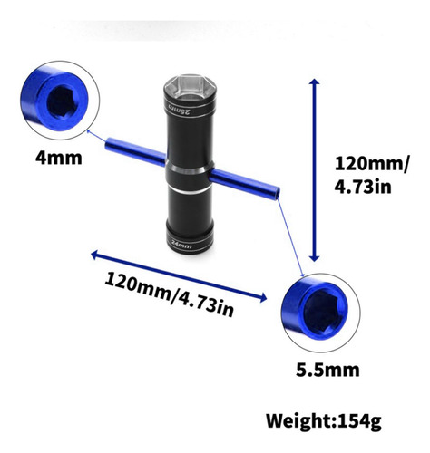 Llave De Rueda Hexagonal Portátil De 24mm Y 25mm Para Azul