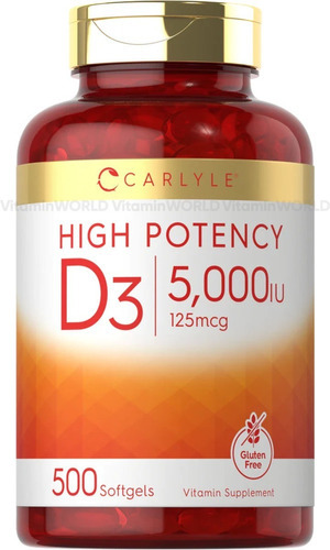 Carlyle Vitamina D3 5,000iu 125 Mcg 500 Softgels 