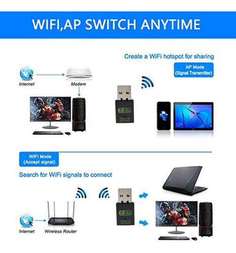 2pcs Adaptador Wifi Para Pc 600m 2.4g/5g Wifi Y Bluetooth4.2