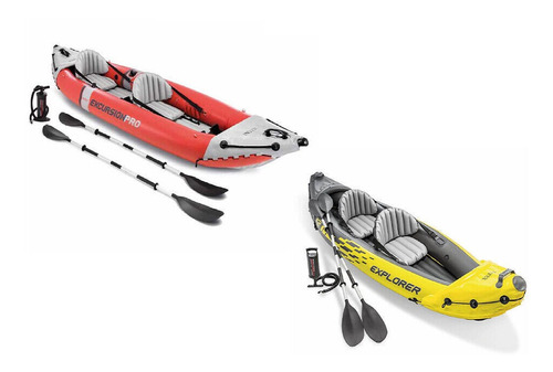 Set 2 Kayaks De Vinilo Intex Para 2 Personas C/u Con Remos