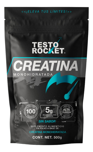 Creatina Monohidratada Alta Pureza Testorocket 500g 100 Toma