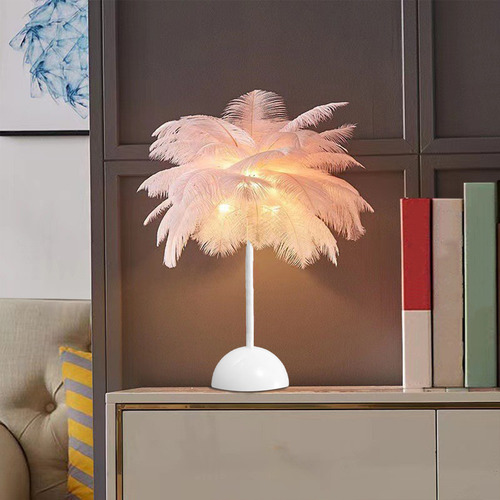 Lámpara De Mesa Con Forma De Pluma, Led, Funciona Con Pilas,