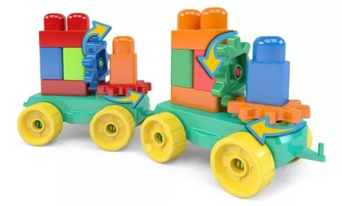 Conjunto blocos de montar tema trem brinquedo educativo nao informada