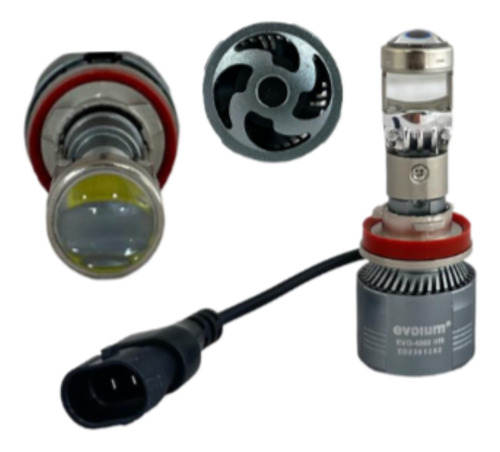 Kit De Focos Led Proyector Lupa Evolum 4002 H11 Negro Blanco Neutro
