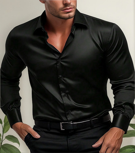 Camisa De Tela De Seda Para Hombre, Manga Larga, Hombre De N