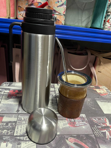 Set De Mate Con Termo De 1 Litro Y Bombilla Día Del Padre