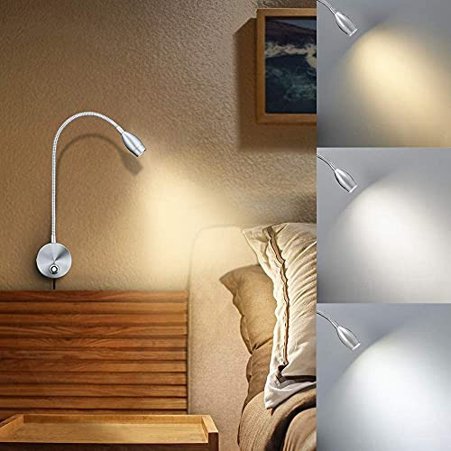 Luces De Lectura Led, Lámpara De Pared Con Cuello De Cisne F