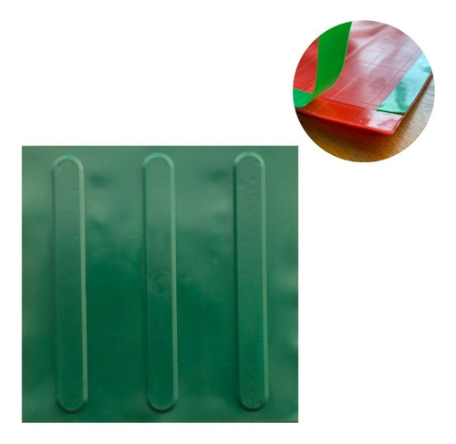 Kit 10 Pçs Piso Tátil Pvc 25x25 Adesivado Direcional Verde