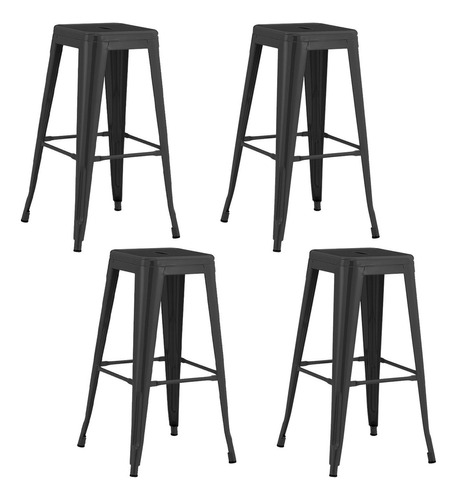 Pack 4 Pisos De Bar Metal Tolix Color 56942 - Negro