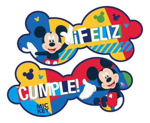 Cotillón Banderín Cartel Feliz Cumple Mickey