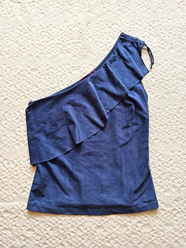 Musculosa Tucci Azul A Un Hombro, Talle S