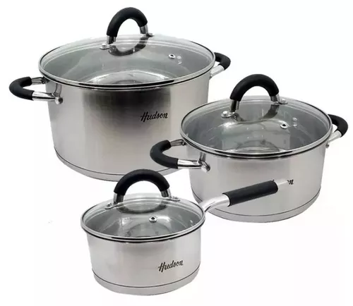 Batería De Cocina Acero Inoxidable 6 Piezas Inducción — Hudson Cocina