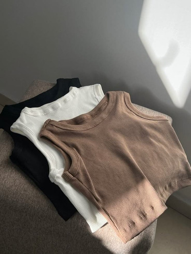 3 Blusas Basicas Sin Mangas Colores Neutros Para Mujer