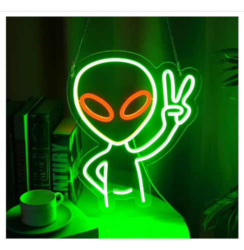 Letrero Led Neon Alien Boy Alto 50cm Luminoso