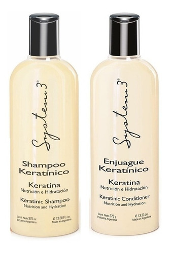 Shampoo + Acondicionador Keratinico 375ml System3 Nutritivo