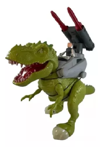 Figura - Dinossauro Rex Attack - Lança Míssil - Verde - Adijomar