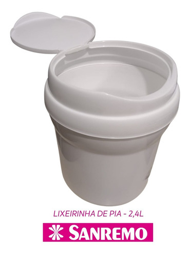 Lixeirinha Lixeira Para Pia 2,4l Plástica Com Tampa C/ 01un