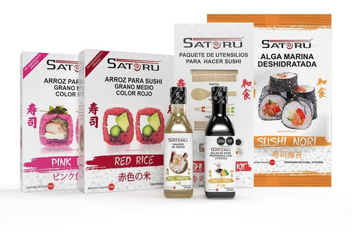 Kit Sushi Amor Y Amistad Arroz Rojo Rosa Vinagre Nori Maker