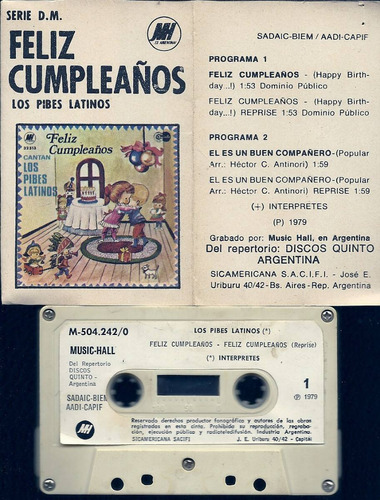 Feliz Cumpleaños Los Pibes Latinos Cassette 1979