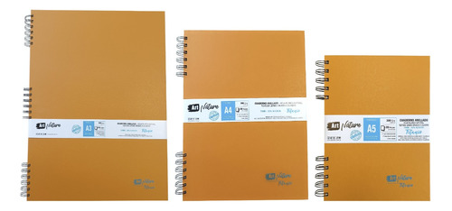 Kit 3 Cuaderno Titanio A3 A4 A5 300gr Lisa 60% Algodon Cuota