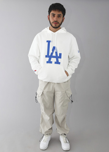 Sudadera La Dodgers Blanca Unisex Con Gorro