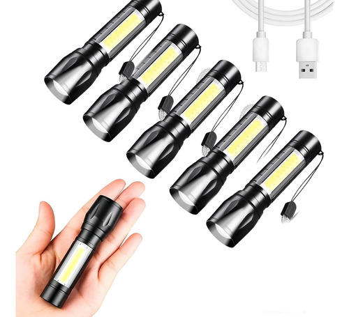 Lampara Tactica Recargable Led 2000l Con Zoom Y Linterna 5pc