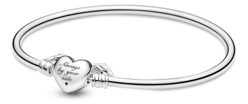 Brazalete Rígido Pandora Moments Corazón Alado Color Plata Talla 17 Cm