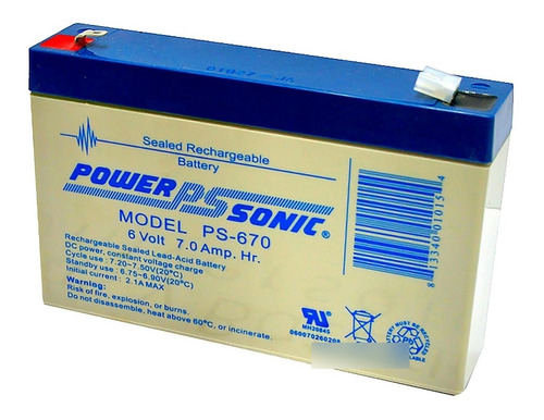 Batería Ps-670 6 Voltios 7 Ampers Power Sonic Recargable 