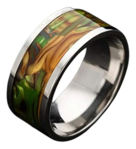 Anillo De Acero Quirurgico Y Conchilla De Abulon , Ancho Plateado 22