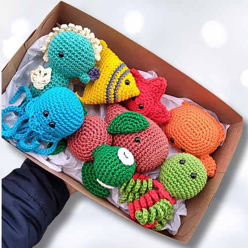 Kit Com 8 Mini Animais Marinhos Fundo Do Mar Brinquedos