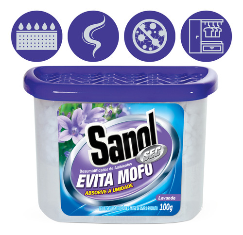 Evita Mofo Sec Sanol 100g Lavanda, Neutro E Carinho Fragrâncias Lavanda