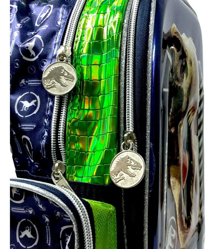 Mochila Marca Ruz Jurassic World Tamaño Kinder Color Azul/verde