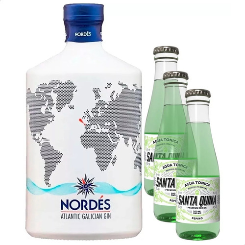 Gin Nordes Atlantic Galician 700ml + Agua Tónica Santa Quina