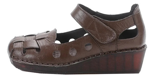 Sandalias Estilo Romano Para Mujer De Cuero Genuino Con Suel