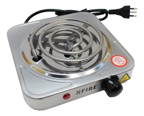 Fogareiro Elétrico Cooktop Camping Xfire 1000 Watts 1 Boca Prateado 127v