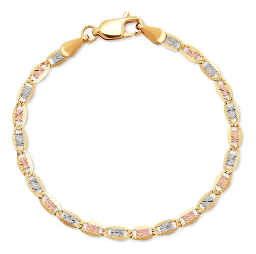 Pulsera Valentina Tricolor 10k Oro Italy 4mm 18cm Diámetro 6 Cm Largo 18 Cm