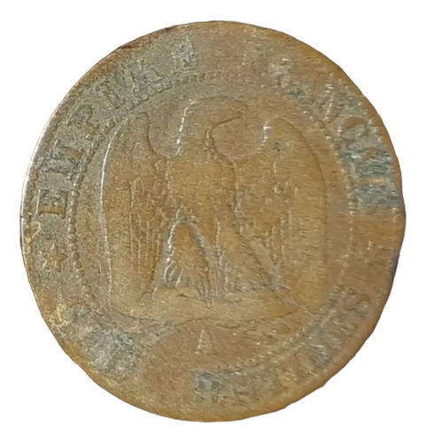 Moneda Francia 5 Centesimos 1854 Bronce Ceca